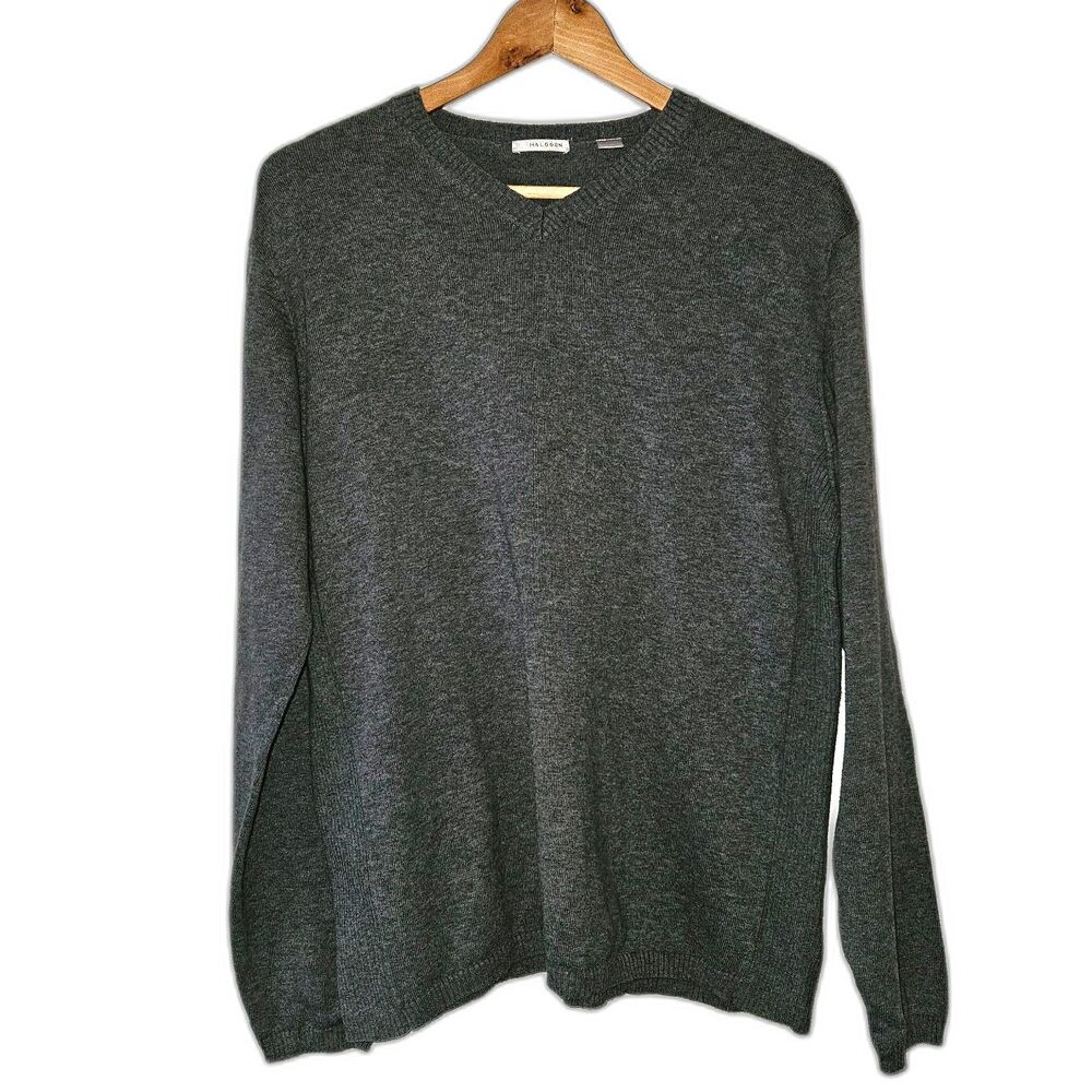 HALOGEN Women's 100% Cotton Pullover Sweater Gray Normcore Large